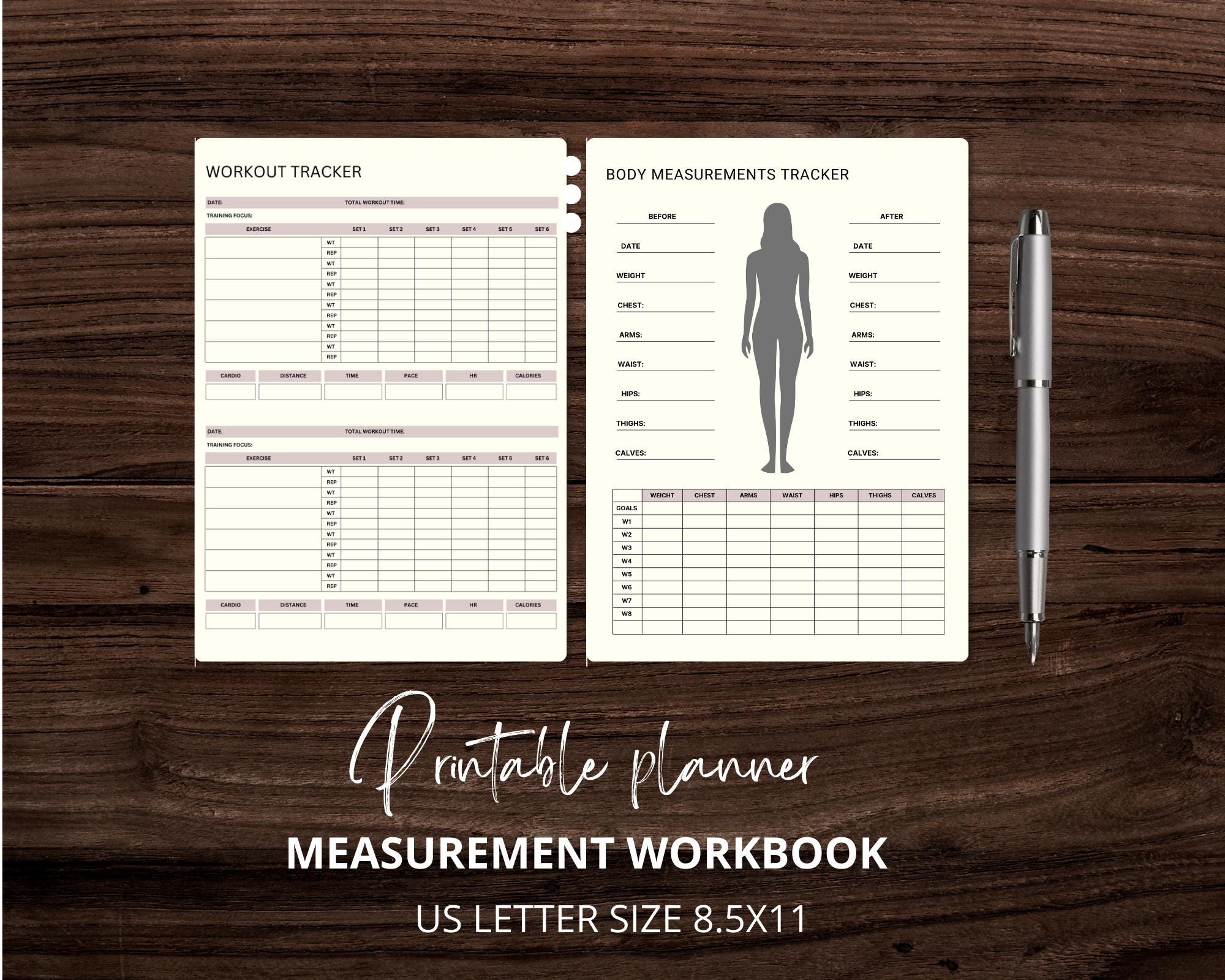 Body Measurements Tracker: Printable Fitness Journal (PDF) - Etsy