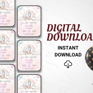 Invito di compleanno unicorno modificabile, invito per festa unicorno arcobaleno, invito mobile e-invite Inviti telefonici Modello di invito digitale
