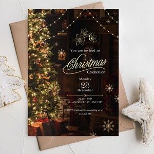 Christmas Party Invitation Editable Template Printable Holiday Party Invite Christmas Dinner invite Digital Template Xmas Party e-vite 416