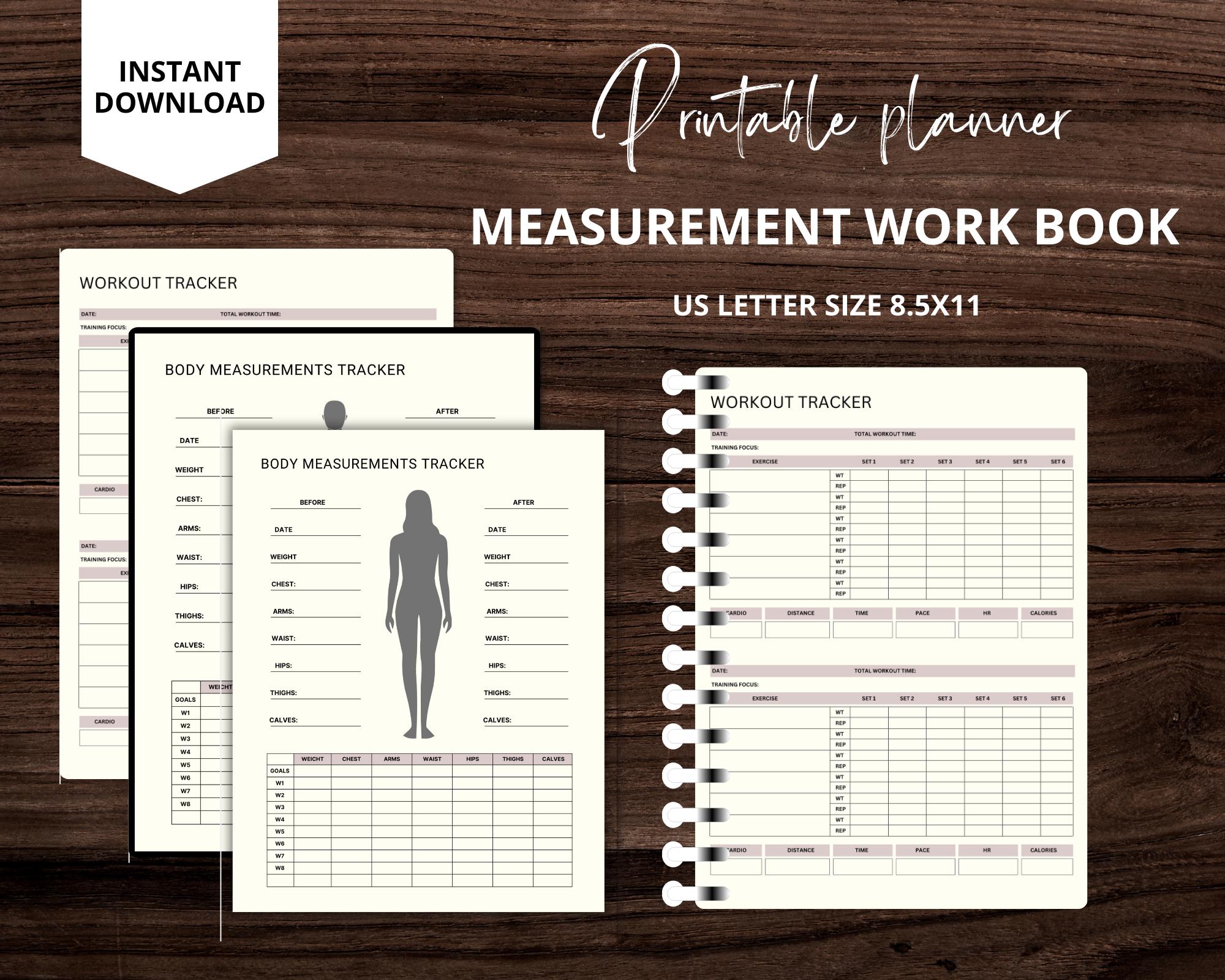 Body Measurements Tracker: Printable Fitness Journal (PDF) - Etsy