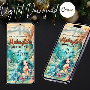 Animated Mermaid Birthday Invitation: Under the Sea Party (Digital Download)