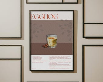 Eggnog Cocktail Art Recipe Print Christmas Holiday Drink