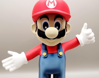 18" 3D Printed Super Mario Figure: Metallic Gaming Decor