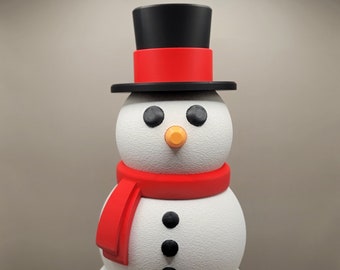 Charming 17&quot; Articulated Snowman with Top Hat - Charming Holiday Decoration, Poseable Snowman Figurine, Winter Decor