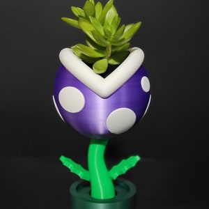 10&quot; Purple Super Mario Piranha Plant Planter Pot – Fun Nintendo Themed Pot for small Succulents and Plants