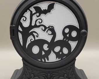 3D Printed Skull LED Tea Light Holder: Gothic Halloween Decor