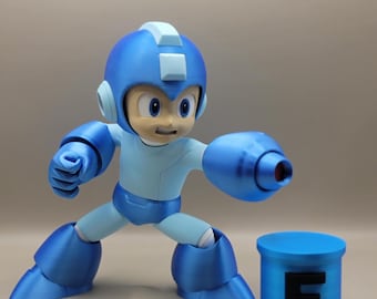 3D Printed Mega Man Action Figure: Retro Gaming Collectible (8.5" H)