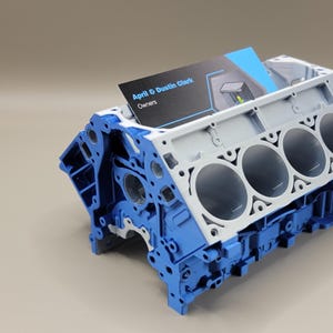 Engine Block Business Card Holder – 3D Printed Desk Accessory | Car Enthusiast Gift | Mechanic Office Decor