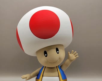 9" 3D Printed Red Toad Figure – Super Mario Retro Collectible