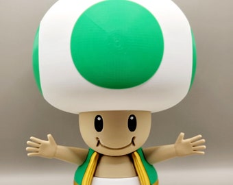 10" 3D Printed Green Toad Figure – Retro Gaming Decor