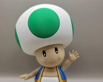 9" Green Toad Figure: 3D Printed Super Mario Retro Gaming Collectible