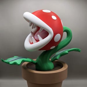 15&quot; Piranha Plant Container | Super Mario Inspired Planter, 3D Printed Video Game Decor, Geeky Desk Organizer, Gamer Gift