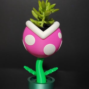 10&quot; Pink Super Mario Piranha Plant Planter Pot – Fun Nintendo Themed Pot for small Succulents and Plants