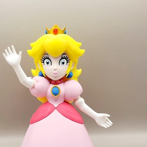 9&quot; Super Mario Princess Peach Figurine - 3D Printed Gamer Gift, Nintendo Collectible, Mario Bros Decor, Geek Desk Accessory