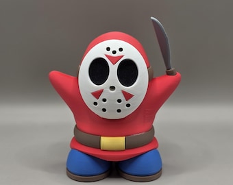 Small Shy Guy Jason Mask Figurine: 3D Printed Horror Crossover - Gamer Gift