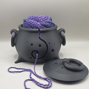 Matte Black 3D Printed Witches Cauldron Yarn Bowl: Halloween Knitting Accessory
