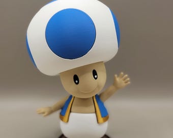 Blue Toad Figure: 6" 3D Printed Super Mario Collectible