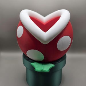 Large Piranha Plant Pot | Super Mario Inspired Planter, 3D Printed Video Game Decor, Geeky Home & Desk Organizer