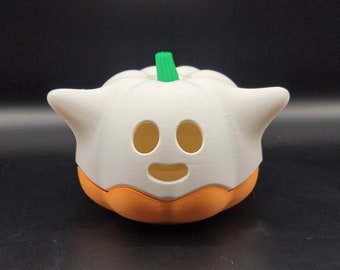 Ghost Pumpkin Tealight Holder - Spooky Halloween Candle Decor | Fall Tabletop Accent | Halloween Party Decoration