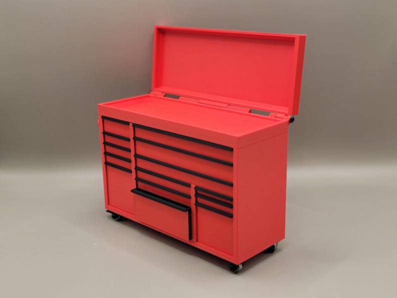 Mini Red Desktop Toolbox Organizer: 3D Printed Desk Storage (5x7x2.5 ...
