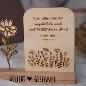 Tira de madera, versículo bíblico, porta tarjetas, comunión, regalos cristianos, soporte para fotos, porta tarjetas, de todos los lados, Salmo, Niño de la Muerte