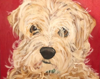 RESERVED | Custom Acrylic Pet Portrait | Original Painting | 3x3 Canvas ...