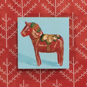 Mini Dala Horse Painting Ready to Hang