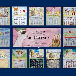 Calendario de arte 2025, calendario de escritorio de 5 x 7