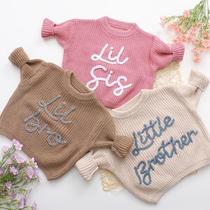 Tenues Assorties Grande Sœur & Petite Sœur – Pull Oversize Et Barboteuse Manches Longues, Rose & Beige Super Mignon