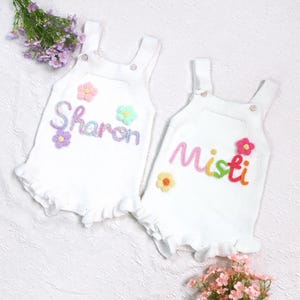 Baby Girl Romper with Name,Personalized Baby Name Romper for Girl,First Birthday Romper,Custom Embroidered Name Romper,Monogrammed Girl Gift