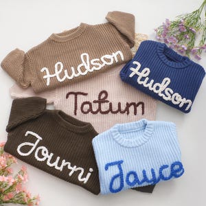 Embroidered Name Newborn Sweater, Custom Knitted Toddler Jumper with Name, Going Home Outfit, Baby Shower Gifts, Monogram Sweater for Kids