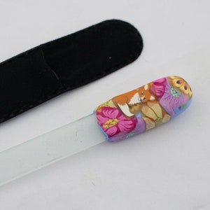 Small Czech Glass Nail File Ladybug Design, Dragonfly Design Purse size nail file