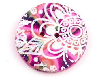 Floral large buttons Large Magenta buttons Hand made buttons Polymer clay buttons huge buttons 1 1/4 inch, 1 5/8 inch NO. 248