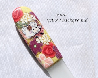 Large Czech Glass Nail File Clay Design With Butterfly,  Animal design Czech files