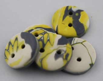 Polymer clay buttons Small buttons Yellow and Grey or Multi-colored Purple and Blue buttons set of 5 no. 81