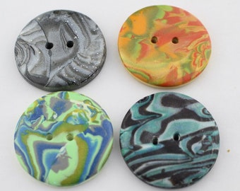 Four Colorways of Handcrafted Large Buttons Buttons 1 1/2 inch Button, No. 92