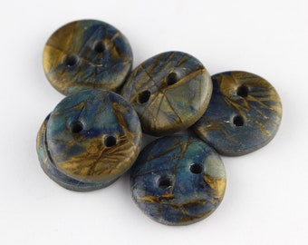 Artisan buttons handmade polymer clay buttons in blue turquoise and white retro sewing knitting and decoration handmade buttons