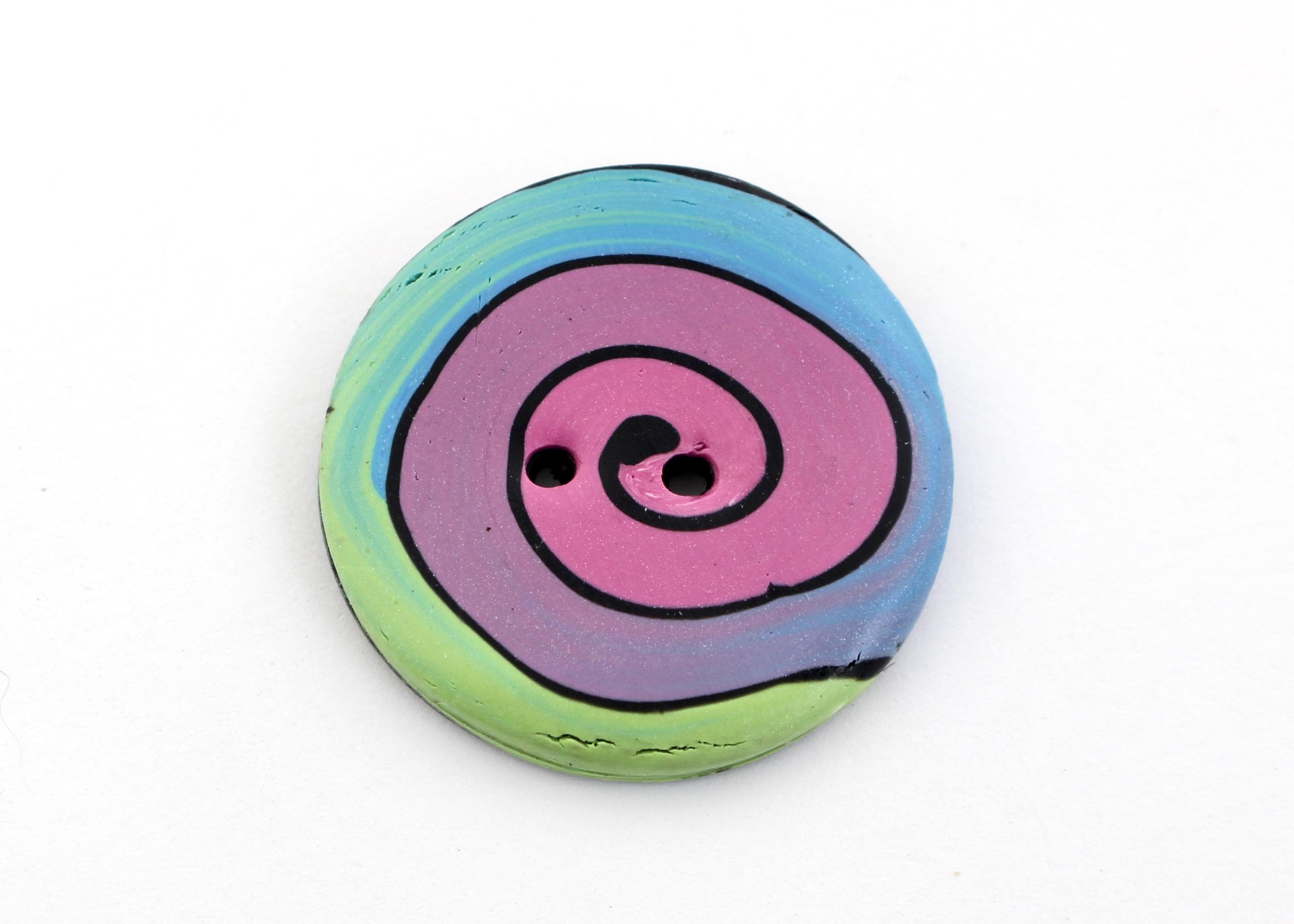 Large Fancy Colorful Spiral Buttons Handmade Buttons, 1 1/4 Inch ...