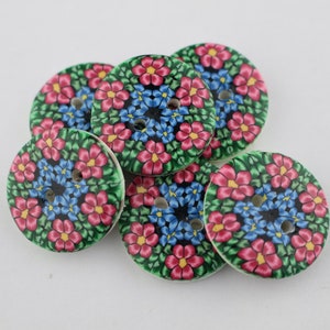 Large Floral Big polymer clay buttons Unique buttons, 1 inch button No. 24