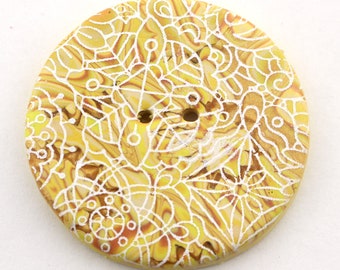 Extra large 2 inch polymer clay button Damask buttons Handmade sewing buttons unique button 2 1/2 inch button 6.35 cm button no. 439