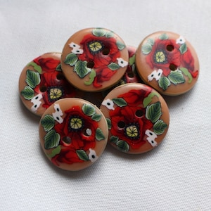 Botões grandes e coloridos de papoula vermelha, botões florais feitos à mão de 1 polegada, botões de 2,5 cm no. 84