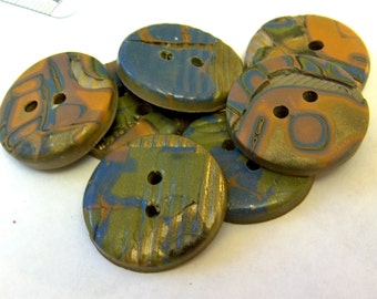 Large Textured Buttons, Large Green buttons, 1 1/4 inch buttons, No. 201