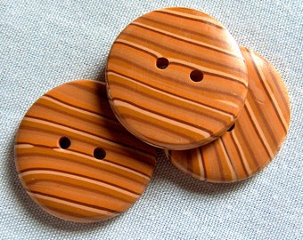 Tan Striped Buttons, Large Sewing buttons, Big Clay Buttons, 1 1/4 inch buttons, No. 38