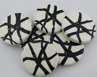 Black and White Big buttons, 1 1/4 inch, 1 1/2 inch buttons no. 31