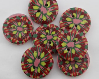 Big coat buttons unique button handmade button Kaleidoscope Cane Buttons, 1 inch button 2.5 cm button No. 289