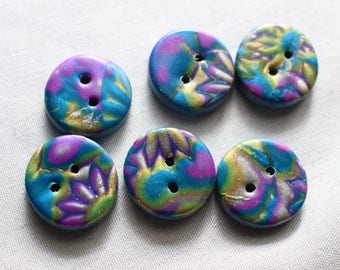 Large Multi- colored and Purple Buttons,  1 inch 2.5 cm button,  1 1/4 button, 1 1/2 inch, 1 5/8 inch Buttons, No. 23
