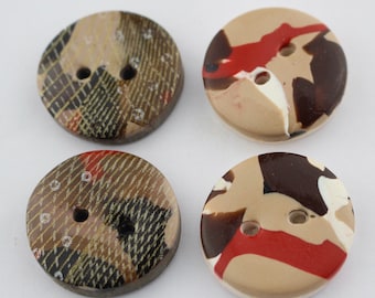 Two Colorways Brown Mokume Gane Buttons Large polymer clay buttons 1 inch No. 78