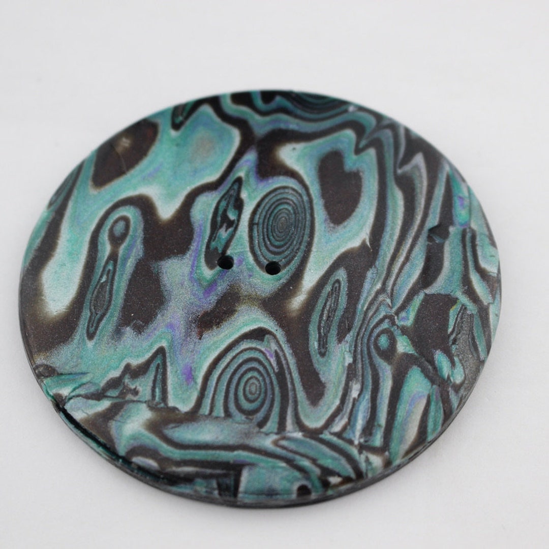 Extra Large Polymer Clay Button: Graphic Design, Handmade (3 or 2