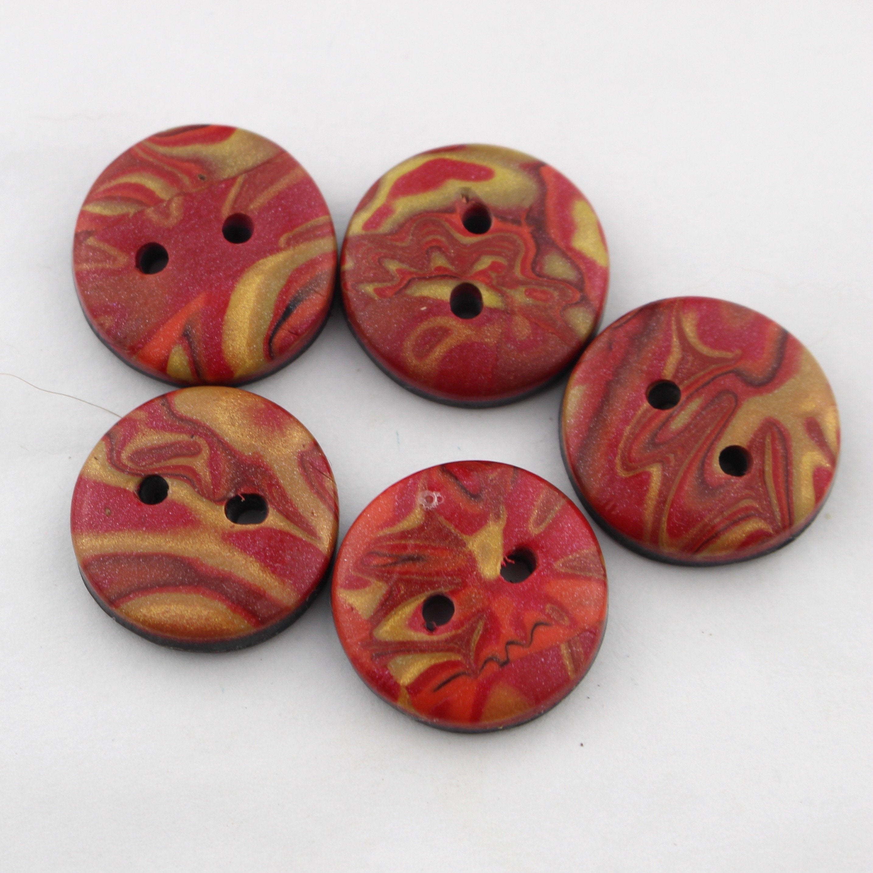 Small Round Buttons Small Red and Gold Round Buttons No. 204 - Etsy