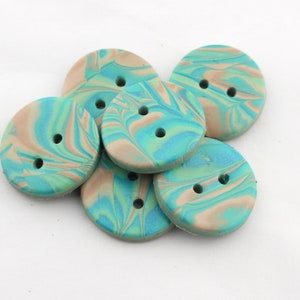 Big Seafoam, Aqua, and Sand Colored buttons, Beach Theme Buttons, 1 inch, 1 1/4 inch, 1 1/2 inch Buttons no. 349 image 1